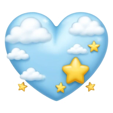 light blue heart with clouds and stars sticker