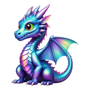 baby iridescent dragon sitting sticker