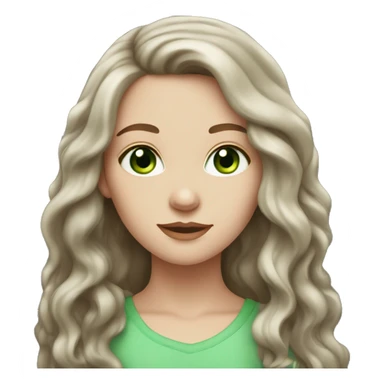 White girl with bright green eyes and long dark brown wavy hair sticker