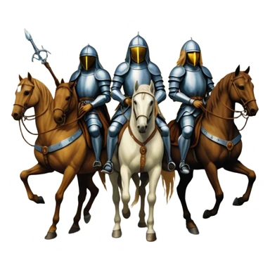 solarpunk HD, mysterios style, oil paint - The Four Horsemen of the Apocalypse, based on a graphic by Albrecht Dürer sticker