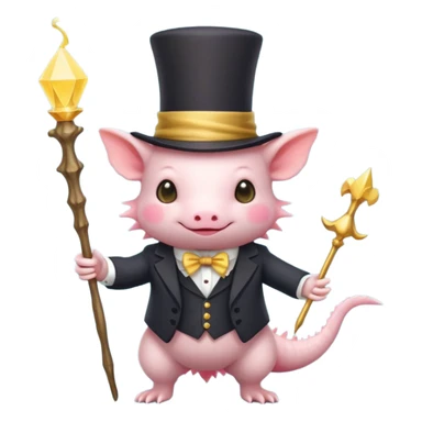light yellow axolotl with magician hat sticker