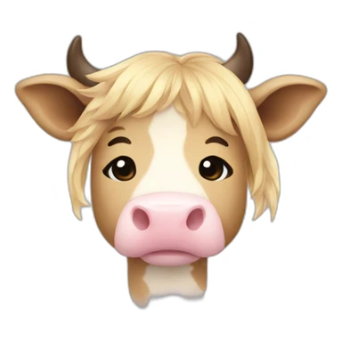 Cow with long blonde hair uwu sticker