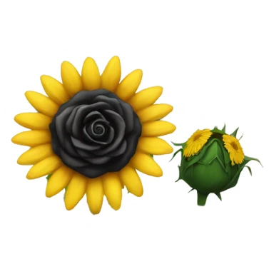 Black rose with a sunflower sticker