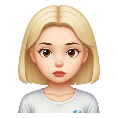 girl wearing shirt that says ''skibidi mew'' while sucking in cheeks reveling cheekbones  sticker