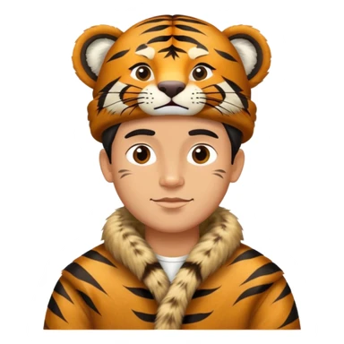 Ancient Russian boyar tiger with fur coat and hat sticker