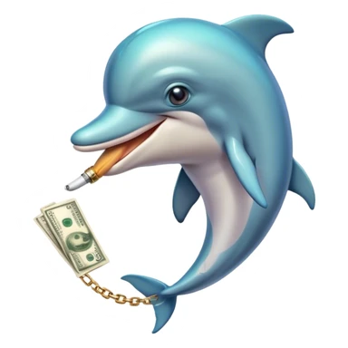 Chill dolphin smoking with gold chain and money  sticker