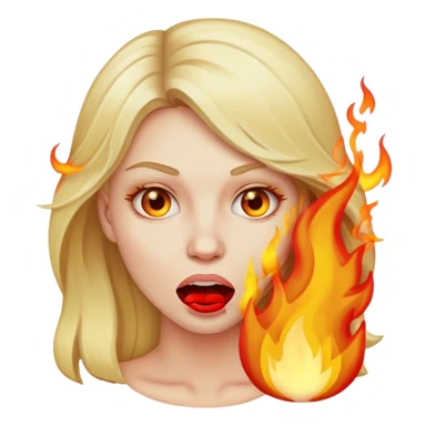 Blond woman with fire inside mouth sticker