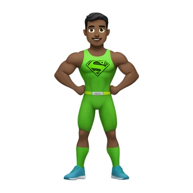 Superman as personal trainer dressed with green sport clothes sticker