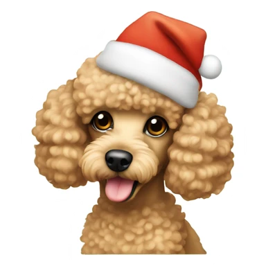 Mini apricot poodle with Christmas Hat sticker