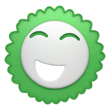 create one emoji shape of a circular green badge that has scalloped edges and a white outline of a computer inside sticker