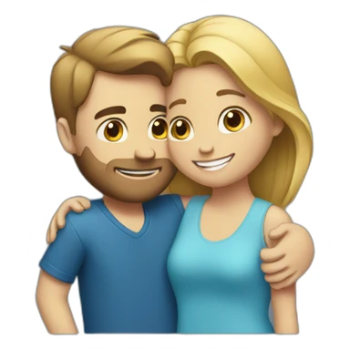 a guy and a girl in blue hugging. sticker