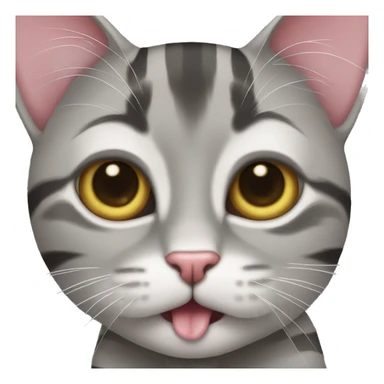 gray striped cat sticking out tongue sticker