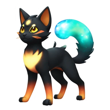Shiny Sparkly Litten-Umbreon with gradient Nebula-colored markings full body sticker