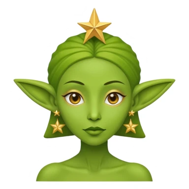 green alien woman with golden star earrings sticker