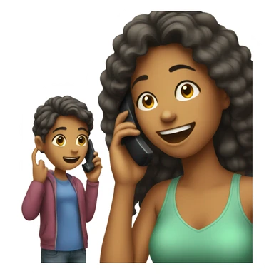 Girl calling dad on phone sticker