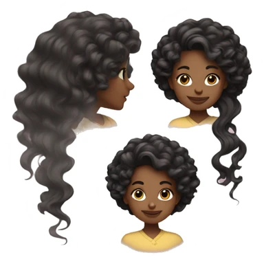 Creates an emoji of lite-skinned girl with wavy and black hair sweeping sticker