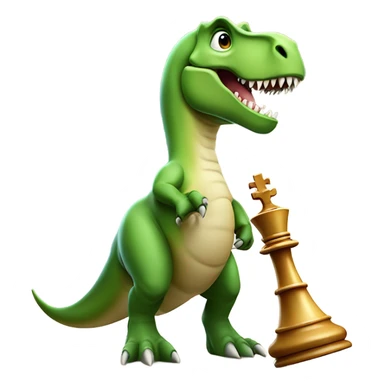 dinosaur holding a chess piece in its paw sticker