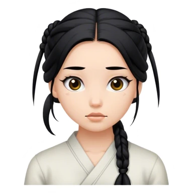 long-black-hair TIED UP, LAZY-girl sticker