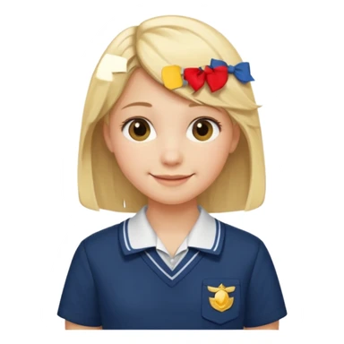 haz una chica rubia poniendose un uniforme de colegio de pelo un poco largo (solo un poco mas) q pase los hombros sticker