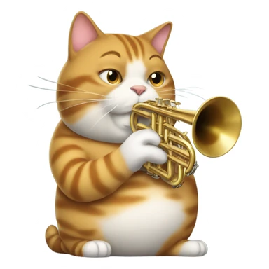 Incredibly fat cat, playing a trumpet sticker
