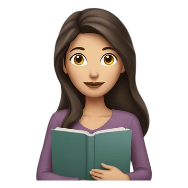 Brunette woman holding book sticker