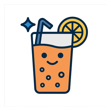 color outline icon style drink with a cheerful face and vibrant accents sticker