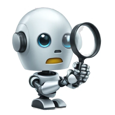 robot holding a magnifying glass sticker