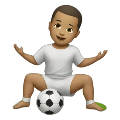 Baby yoga playing soccer with ronaldo sticker