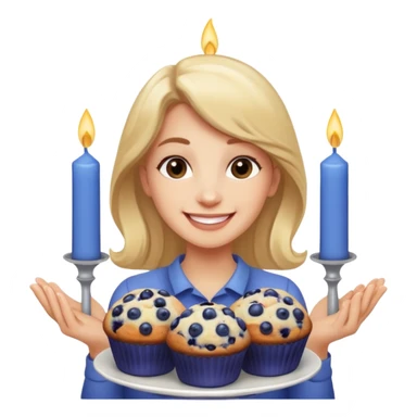 It is my friend virginias birthday. Create emoji with me saying happy birthday Virginia while holding blueberry muffins with candles in them! sticker