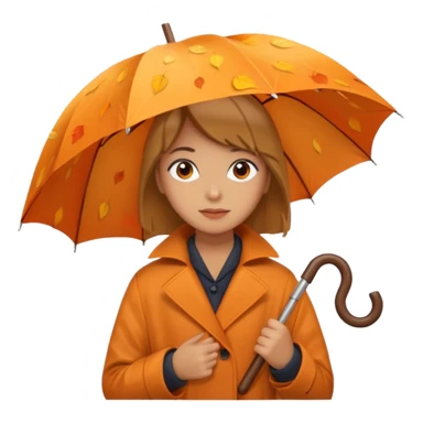 Rain autumn orange umberella sticker