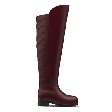 burgundy long boots with no fade and a leather material  sticker