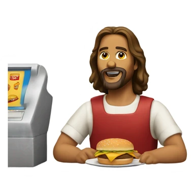 Jesus working fast food cashier sticker