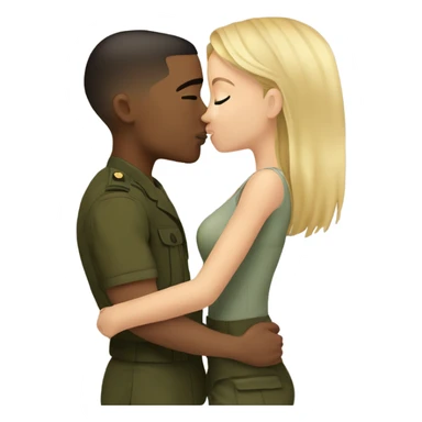 Marine with brown hair dipping blonde girl for a kiss  sticker