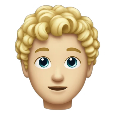 A white teenager boy with a round face short curly blonde sticker