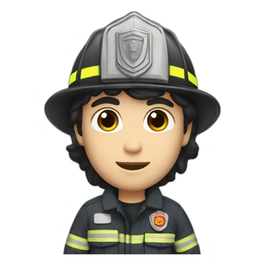 Firefighter, black hair, man, white skin, straight hair, brown eyes sticker