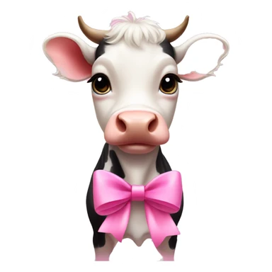 baby cow with a pink bow sticker