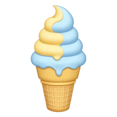 Ice cream emoji, pastel blue & yellow palette
Flat vector, minimal, cute emoji style sticker