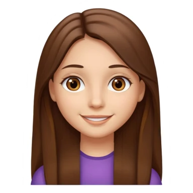 Fille cheveux lisse long brune raie au milieuyeux marron sticker