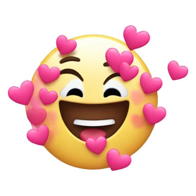 Joyful emoji with pink hearts around it sticker
