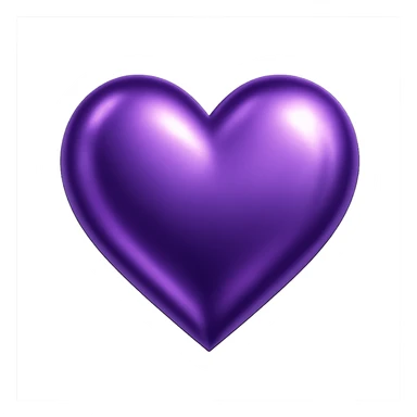 heart with a metallic purple finish, clean digital illustration sticker