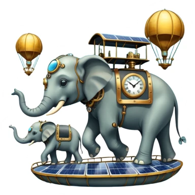 solarpunk steam-punk - surreal elephants from Salvador Dali's paintings in a dreamscape sticker