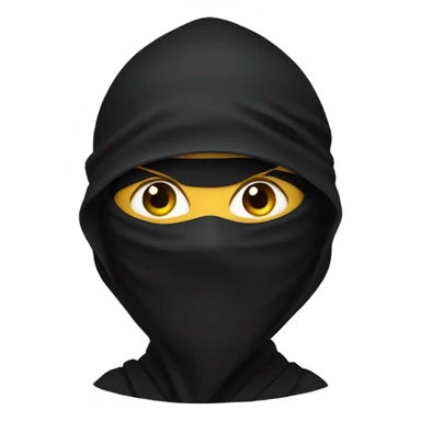 black ninja with a black veil on his head, white eyes sticker