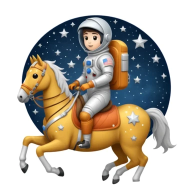 astronaut on horseback with stars in background sticker