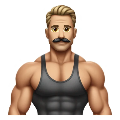 Muscular gay bodybuilder with mustache bikini realistic sticker