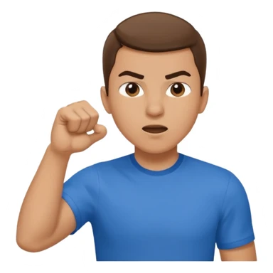 wearing a blue shirt punching the air sticker