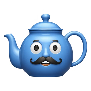 a blue teapot with mustache  sticker