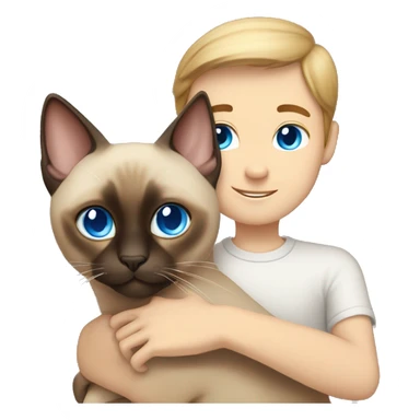 Siamese cat Hug white boy brown hair blue eyes sticker