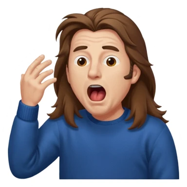 yawning long haired man in sweater sticker