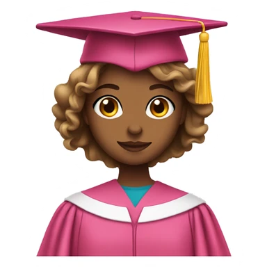 Girl wearing pink graduation gown sticker