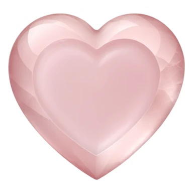 Heart-shaped rose quartz crystal with delicate pink hue and subtle inner cloudiness sticker